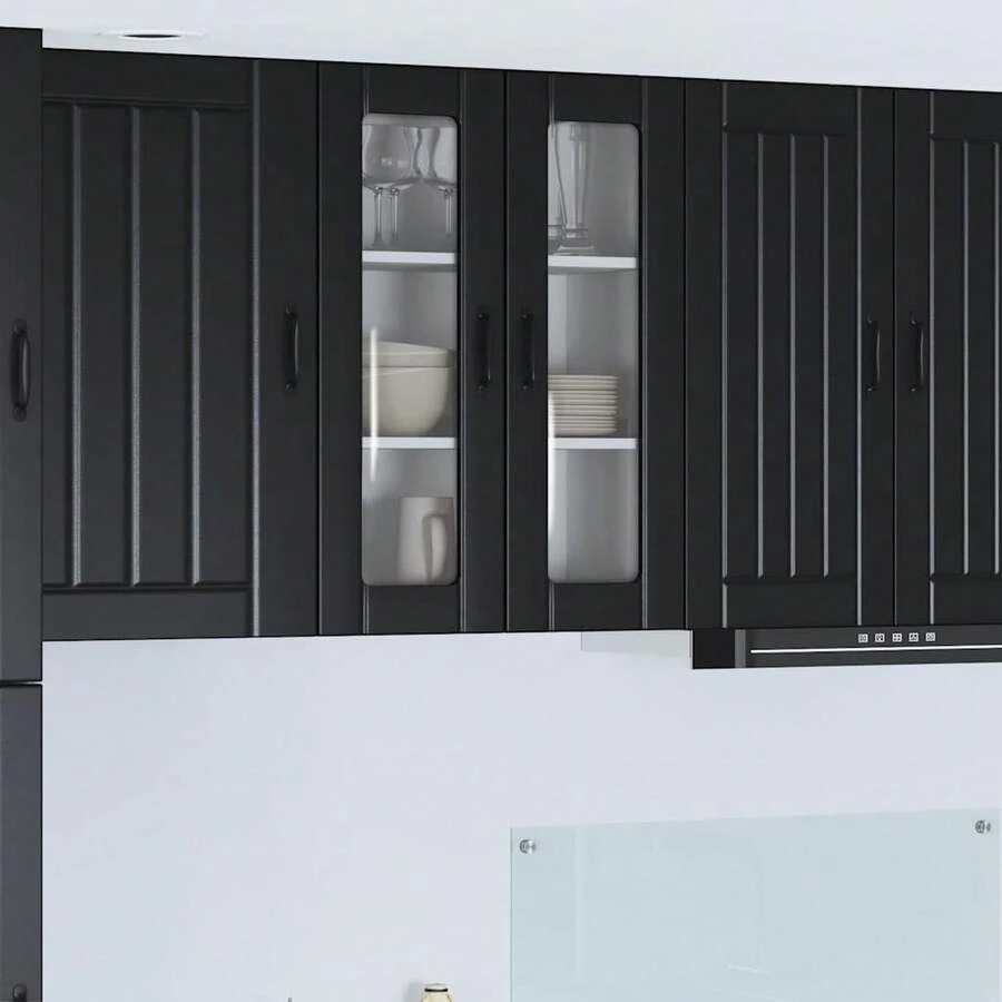 vidaXL Armoire de cuisine Noir 60 x 31 x 80 cm Bois d'ingénierie - Noir - Voir 1