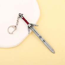 1pc 12cm Silver Sword Keychain The Geralt Witcher Wild Hunt Game Peripherals Medieval Metal Wolf Head Weapon Model Craft Gift Toys - Multicolor - View 9