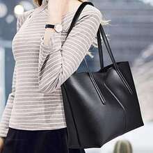 SHERCHPRY Bolso Tote para Mujer, Bolsa de Hombro para Mujer de Piel PU Gran Capacidad Bolso de Trabajo Bolsoss de Compras Tote Bag Elegante y Resistente para Uso Diario, 30*14*24cm - como en la foto - Ver 4