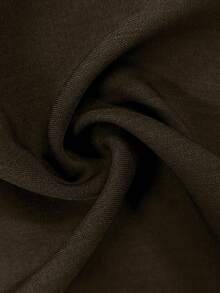 优雅时尚斜肩褶皱设计长袖阔腿连体裤，秋冬季新品 - 棕色 - 查看 4