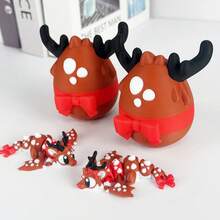 3D Printed Cute & Adorable Christmas Dragon + Dragon Egg Model Plastic Figurine Desktop Decor Sculpture, Holiday Gift - Multicolor - View 2