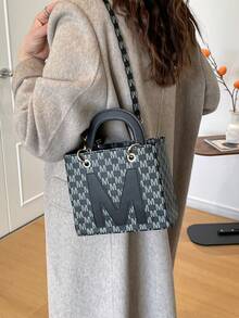 Nueva bolsa de mano minimalista y casual, bolso de hombro de moda retro, bolso cuadrado versátil de bandolera - Negro - Ver 7