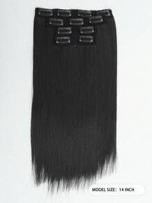 四件套合成纤维夹式接发，14英寸，直发接发，带BB夹，隐形无痕，专为女性设计。 - 彩色 - 查看 3