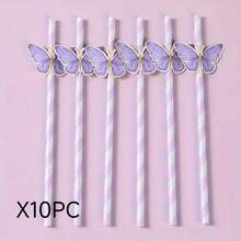 10/20/30pcs/Set Colorful Butterfly Straws, Girly Heat-Resistant Straws, Specialty Juice Straws - Multicolor - View 14