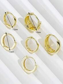 6pcs Minimalist Earring Set, Suitable For Women's Daily Wear - Yellow Gold - View 4