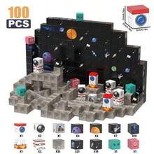 100 piezas Juego de bloques magnéticos de construcción cúbica con tema espacial, juguetes magnéticos creativos, juguetes sensoriales STEM, adecuados para niños de 3 a 12 años, regalo de vuelta a clases, regalo de Navidad, regalo de cumpleaños - Multicolor - Ver 2