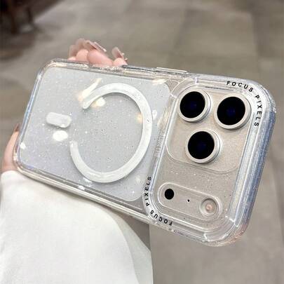 Ốp lưng điện thoại từ tính trong suốt, bóng bẩy cao cấp, tương thích với iPhone 17 Pro Max, 17 Pro, 17, 16 Pro Max, 16 Pro, 16, 15 Pro Max, 15 Pro, 15, 14 Pro Max, 14 Pro, 13 Pro Max, 13 Pro, 13, hỗ trợ sạc không dây từ tính, khung và mặt lưng chống sốc.
