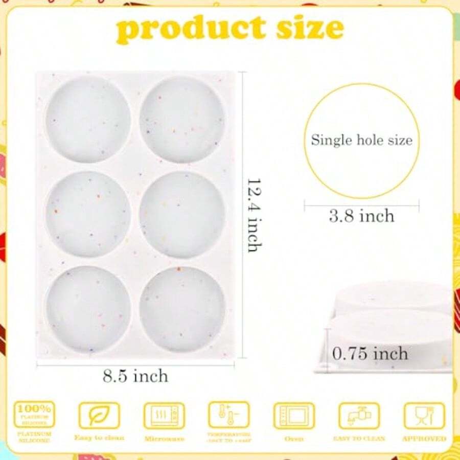 HUAKENER 2 piezas de moldes de silicona para magdalenas moldes redondos antiadherentes de 4 pulgadas para hornear mini pasteles magdalenas postres hamburguesas preparación de sándwiches - 3 unidades. - Ver 1