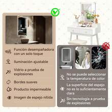Oferta exclusiva Espejo LED de Baño, Antivaho, Interruptor Táctil, Dimmable, luz con Sensor de Movimiento, Espejo de Baño Rectangular, Espejo de Maquillaje con Luces Verticales y Horizontales (60 * 80) - 70L x 50A cm - Ver 3