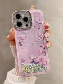 Flowing Bubble Flower Lens Holder Phone Case Compatible With IPhone 16 15 14 13 12 - Pink - View 1