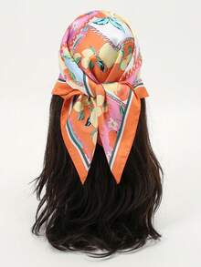 1 pieza Pañuelo de cabeza con estampado de frutas, pañuelo para el cuello de mujer - Multicolor - Ver 6