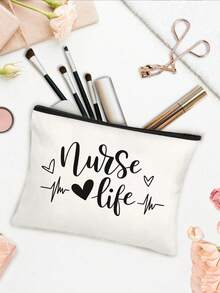 A Makeup Bag Printed With The Words"Nurse Like"Lightweight Toiletry Pouch, Spacious Zippered Makeup Pouch, Middle Eastern Accessory,Durable Fabric Compact Travel Cosmetic Pouch, Perfect Gift For Nurses, Nursing Students, Nurse'S Day, Graduation, Christmas, Nurse Accessories For Work,Unique Gift For Mom - Multicolor - View 8