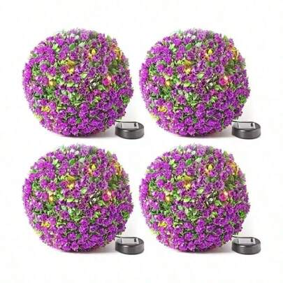 Solalite® 4Pack Solar Topiary Balls – 28cm Round Artificial Ball Plants Outdoor With 20 Solar Led Lights, Garden Hanging Balls Sphere Decorative For Wedding, Christmas, Backyard, Balcony, Garden Decor