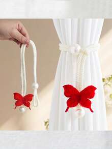 1/2件装可爱蝴蝶樱花装饰窗帘绑带，门帘，咖啡帘，遮阳帘，蚊帐帘绑带，迷人公主房装饰收纳带，婴儿房装饰 - 彩色 - 查看 3