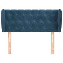 vidaXL Tête de lit avec oreilles Bleu foncé 103x23x78/88 cm velours - Bleu azur - Voir 3