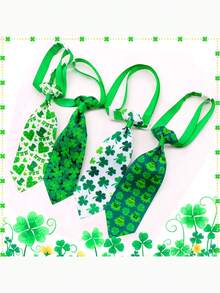 4PCS Adjustable Mini Clover Pet Tie In Green - Perfect For Small To Medium Dogs And Cats, Ideal For Daily St. Patrick's Day Photoshoots. Style Random - Multicolor - View 8