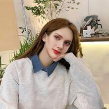 A Minimalist Shirt Style Featuring A Detachable Pointed Collar, Making It A Versatile Accessory Suitable For Autumn And Winter Outfits. - Denim Pointed Collar - View 2