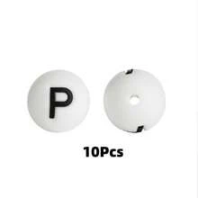10/26pcs 15mm Silicone Letter Beads A-Z, DIY Bracelet Necklace Pacifier Chain Accessories - White - View 27
