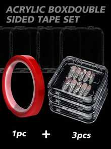 Nail Sticker Storage Box With Double-Sided Tape, Transparent Plastic Nail Sticker Storage Box, Nail Sticker Display Box, Transparent Nail Box, False Nail Storage Box, Transparent Tape Artificial Nail Display And Organization Box, Nail Sticker Display Rack With Double-Sided Tape, Suitable For Press-On Nails - Multicolor - View 14