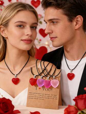 1/7 piezas Joyería de cristal de Rhinestone con forma de corazón vintage, colgante de cristal de vidrio con corazón enchapado en metal, unisex, adecuado como regalo del Día de San Valentín, uso diario para mujeres