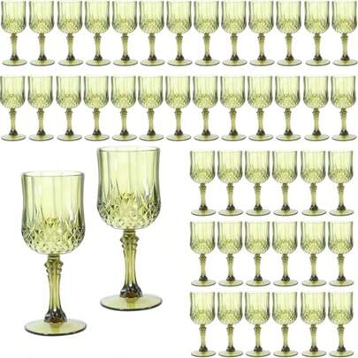 7 Oz Plastic Wine Drinking Glasses Vintage Reusable Champagne Glassware For Wedding Reception Grand Event Party 12 Pcs 24 Pcs 48 Pcs