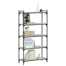 biblioteca vidaXL a 5 ebenex sonoma gris 80x30x154 cm - Gris - Ver 3