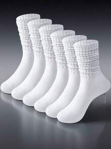 1/5/10双装女士柔软针织袜（春秋季款式），女士连裤袜，女士荷叶边袜，女士荷叶边袜，女士长筒袜 - 彩色 - 查看 1