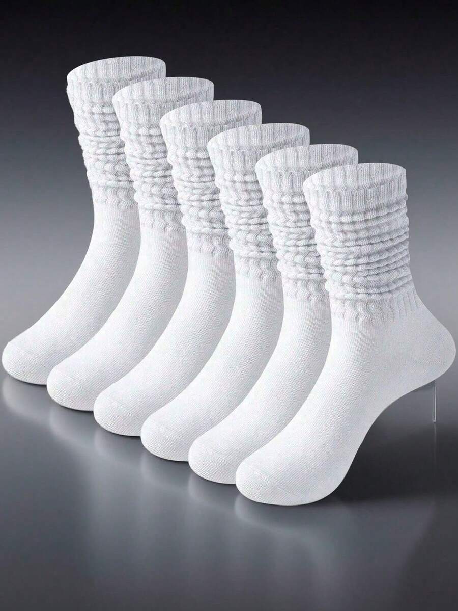 1/5/10双装女士柔软针织袜（春秋季款式），女士连裤袜，女士荷叶边袜，女士荷叶边袜，女士长筒袜 - 彩色 - 查看 1