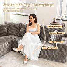 Modern Sofas For Living Room: 104" Modular Boneless Cloud Couch | L-Shape Sectional W/ Chaise Lounge, Deep Seat & Easy Setup | Bedroom Friendly - Màu Khaki - Xem 9