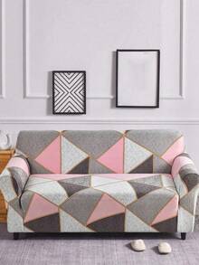 1 pieza Funda de sofá con estampado de líneas geométricas, funda de sofá de poliéster elástica minimalista moderna y 1 pieza de funda de cojín sin relleno, adecuada para todas las estaciones, informal para el verano - Multicolor - Ver 7