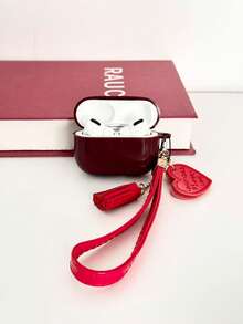 Wine Red Earphone Case With Heart Wrist Strap Protective Cover, Anti-Drop Soft Shell Compatible With Apple 1/2/3/4, Compatible With Airpods Pro 2nd, 3rd, 4th, 5th Generation Wireless Bluetooth Earphones, Transparent New Design For Women - Burgundy - View 5