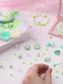 13 Grid 0.6-2.6cm Mixed Acrylic Round Bead Flower Beads Can Be Used As Bracelets, Necklaces, Rings, DIY Jewelry Accessories, And Small Gifts - 薄荷綠 - 查看 4