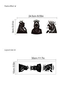 1张黑色剪影女孩小杯子马克杯贴纸，家居装饰贴纸 - 黑色 - 查看 8