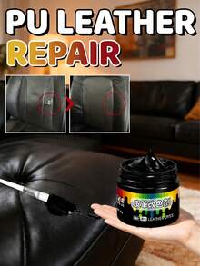 50克黑色皮革填充剂，用于填充或修复皮革汽车座椅、家具、鞋子上的孔洞、裂缝和划痕 - 附带工具 - 黑色 - 查看 5