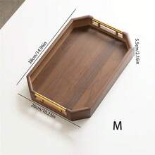 1pc Bamboo Wood Tray, For Holding Desserts, Cookies, Cakes, Suitable For Daily Gatherings - Octagonal Walnut Metal Tray With Handles - View 10
