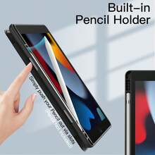 FUWEN Funda para iPad 10.2 Pulgadas (9.a/8.a/7.a Generación, 2021/2020/2019) con Pencil Poseedor, Clara Transparente Carcasa Trasera Delgada Soporte Antigolpes Cover Tableta - Negro - Ver 6