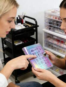 1pc Holographic Print Nail Art Stamping Plate, Nail Art Sticker Box, Steel Plate, Album Print Template, Storage Bag - Multicolor - View 1