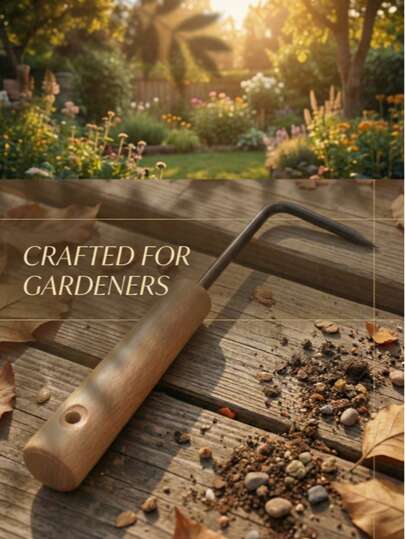 1 st trädgårdsredskap med trähandtag i rostfritt stål: Rotbeskärare/avdragare, hållbar och rostbeständig, används för att luckra upp i krukväxter/forma bonsairötter/trädgårdsodling. Lätt att använda och inte benägen att deformeras, ett praktiskt trädgårdsredskap.