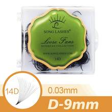 SONG LASHES 14D 500fans Curl D Loose Fans Pointy Base Premade Fans 0.03 Thickness 8-15 Promade Fans Eyelash Extensions Sharp Thin Base - D - View 13