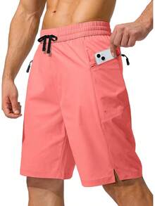 Men's Swim Trunks Quick Dry Board Shorts With Zipper Pockets Beach Shorts Bathing Suits Men - No Mesh Liner - 亮粉紅色 - 查看 12