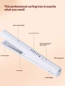 迷你USB充电式无线卷发棒/直发器，两用便携式美发工具，无线直发器充电器，无损USB充电式卷发棒/直发器 - 彩色 - 查看 5