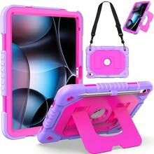 1pc Tablet Case With Stand & Shoulder Strap, Compatible With IPad 10th 10.9 (2022)/IPad 11th (A16) 11", Tab A9 Plus 11", Galaxy Tab A11PLUS, Fashionable Tablet Cover With Pen Slot, Available In Light Pink, Fuchsia, Black, Navy Blue/Black, Red/Black - Multicolor - View 16