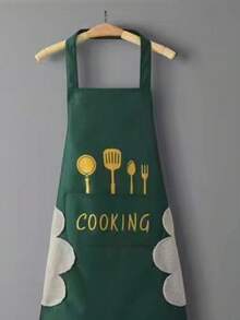 Waterproof Apron With Pockets, Unisex Kitchen Cooking Baking Apron, Fashion Home Waist Apron - Black - View 4