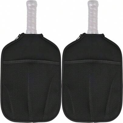 2pcs Pickleball Racket Bag With Net Pouch, Zipper Opening Fits Most Pickleball Rackets