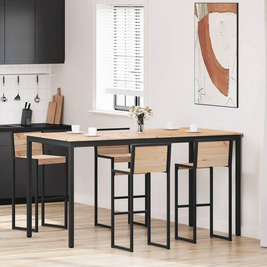 vidaXL Tavolo da Bar Naturel 110 x 55 x 105 cm Bois de Pin Massif - Castano - Visualizzare 1