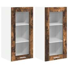 vidaXL Armário suspenso com porta 2 pcs Chêne fumé 40 x 31 x 80 cm - Castanho - Ver 2