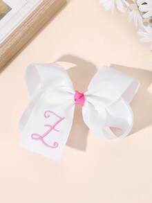 1个26字母蝴蝶结发夹，A-Z字母刺绣蝴蝶结发夹，白色芭蕾舞风格丝带发卡，适合女孩返校礼物、情人节礼物、青少年发饰 - 白色 - 查看 26