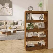 vidaXL Biblioteca/Separador de peças Chêne fumé Bois d'ingénierie - Castanho - Ver 1