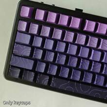 130+ 个带渐变线条、裂纹纹理、背光侧印字符的键帽，兼容 104/98/87/75/68/64/61 键键盘 - 紫色 - 查看 3