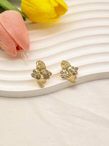 1Set Fashion Dubai Women Crystal 18k Gold Plated Jewelry Sets Necklace African Bridal Wedding Earrings Ring Bracelet Jewelry Accessories Festival Gift - Gold - View 5